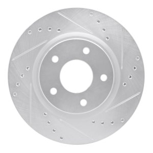 Nissan Rogue Brake Rotor (1) - Front Right - R1 Concepts - Drilled & Slotted - Silver - `14-`23